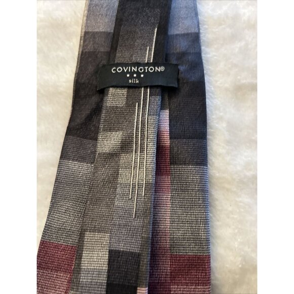 Covington Mens Necktie Handmade 100% Silk Stain Resistant Geometric Classic Tie - Picture 6 of 8